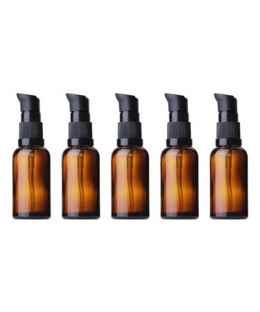 30ml of empty glass bottles brown refillable glass bottles Lotion donor brown las bottle with pump essential oils bottle travel bottle cream losion bottle pumping bags 5 pieces 30ml 5PCs
