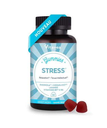 Vitavea Wellness - Stress Protect Gummies - Relaxation Relaxation Serenity Intellectual Tone - Sugar Free - Rhodiola Rosea Poppy Lavender Vitamins B9 & B6 - Vegan - 30 Gummies - 30 Days
