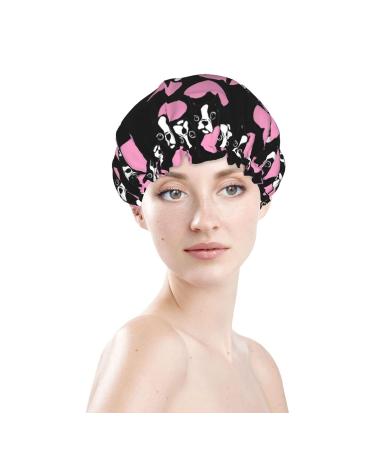 Women's Boston Terrier Dog Waterproof Shower Cap - Reusable Stretch Hem, Double Layers | Bath Cap - Buy Online on GoSupps.com