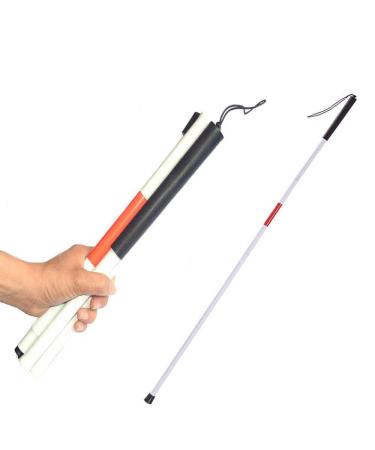 Aluminum Folding Walking Cane Stick Reflective Red for The Blind or Visually Impaired Blind Cane Folds in 4 Sections