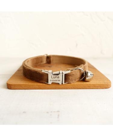 Personalized Cat Collar with Engraved Name & Phone Number for Small Pets | Brown | Bell Included - Buy Online on GoSupps.com