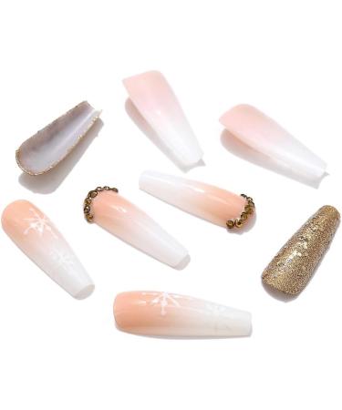 Brishow Christmas Glitter Snow False Nails - 24pcs Ballerina Acrylic Short Fake Nails for Women and Girls - Buy Online on GoSupps.com