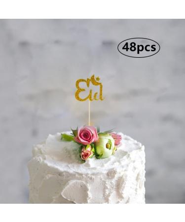 Eid Mubarak Cupcake Topper sticks glitter Eid decoractions the pascel - Buy Online on GoSupps.com