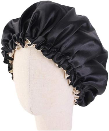 Beaupretty Satin Sleep Caps - Double Layer Adjustable Night Hat for Hair Protection (Black) - Buy Online on GoSupps.com