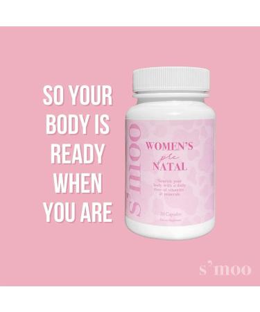 Moo Women's Prenatal Vitamins - Nervous System Support, Red Blood Cell Maintenance, Healthy Pregnancy Development - 30 Capsules - Buy Online on GoSupps.com