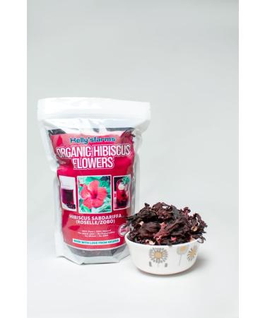 Hibiscus Flowers Dried - 200g/7 oz | 100% Pure Organic | Gluten-Free & Caffeine-Free | Loose Leaf Tea Refreshing Mocktails Baking & Food Decoration | Brews 100+ Cups | Floral & Tangy Herbal Tea