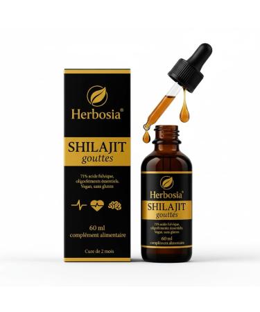 HERBOSIA HERBOSIA Shilajit Drops 60ml Liquid Food Supplement 100% Pure Himalayan Resin Rich in Fulvic Acids V