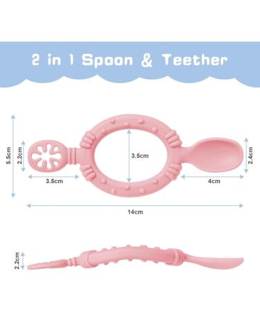 Vicloon Silicone Baby Spoon and Fork Set - Self Feeding Utensils for Infant Toddler Children | Weaning 6 Months and Up | Blue & Pink - Buy Online on GoSupps.com