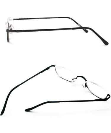 Half Frame Reading Glasses - 2 Pairs Metal Moon Readers for Men & Women - 2.00 Strength (Gray Black - Buy Online on GoSupps.com