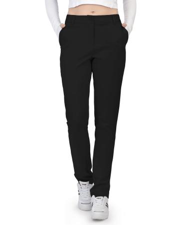 Women's Golf Pants Stretch Lightweight Straight Leg Quick Dry Work Casual with 5 Pockets Black 4