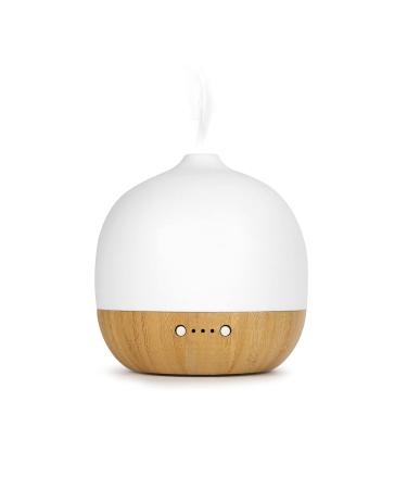 Essential Oil Diffusers Aromatherapy Ceramic Essential Oil Diffuser for Home 180ml Diffusers for Essential Oils Large Room Bamboo Base Ambient Night Lights Auto Shut-Off M3 (White)