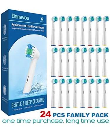 24 Pcs Banavos Toothbrush Heads Compatible with Braun Oral B Electric Toothbrushes - Round Brush Heads Replacement Refills for Professional Care - Vitality Pro Smart Genius Series - White - Buy Online on GoSupps.com
