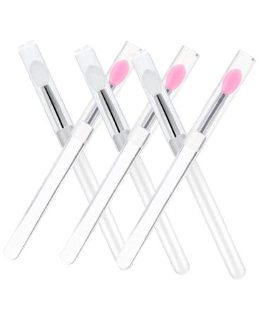 6pcs Silicone Lip Brush with Lid Portable Lipstick Silicone Lipstick Brush Silicone Lip Mask Spoons Makeup Tools Eyeshadow Lipstick Lip Mask Applicator