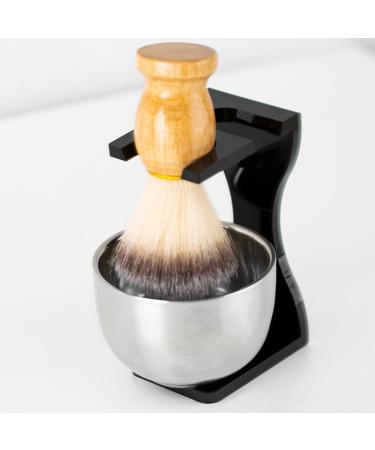Minkissy 4 Sets Shaving Brush & Organizer | Hairdressing Razor Salon Shaving Tools Wood Stand & Cream - International Shipping Available - Buy Online on GoSupps.com