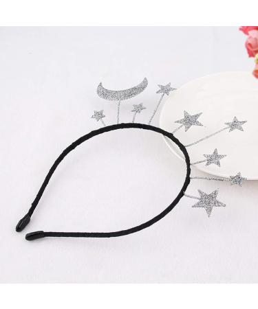 Wanmei Princess Girl Halloween Party Crown Headband - Glitter Powder Moon Star Charms Metal Alloy Birthday Tiara Headdress Gift - Buy Online on GoSupps.com