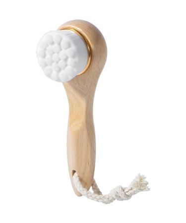 Ultra Soft Face Brush Manual Facial Cleansing Brush with Lanyard Long Wooden Handle Face Brush for Cleansing and Exfoliating Suitable for All Skin Types White Brush Style