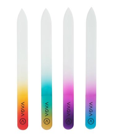 VAGA Glass Nail File Set - 4 Crystal Files for Natural and Acrylic Nails with Case - Fingernail Care Manicure Set in Cheeky Colors - Buy Online on GoSupps.com