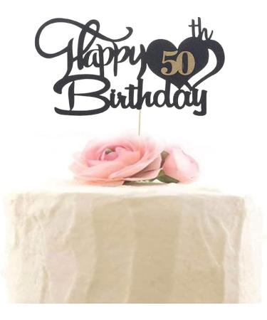 50 Cake Topper for 50th Birthday 50 Birthday Decoration Happy Birthday Toppers for Cakes Personalised Cake Toppers Birthday Black and Gold Cake Topper Birthday Cake Decorations for Birthday Party - Buy Online on GoSupps.com