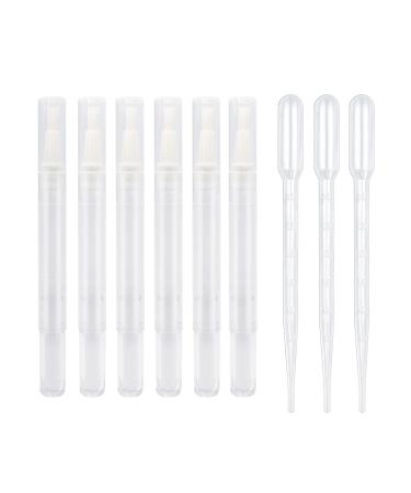6pcs 3ml Empty Cuticle Oil Pen with 3pcs Pipettes Transparent Twist Pens Nail Oil Pen with Brush Tip Cosmetic Container Applicators for Homemade Nail Oil Lip Gloss Eyelash Growth Liquid etc.