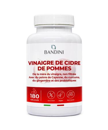 Bandini Complexe Vinaigre De Cidre 1860mg Avec M re - 180 G lules Vegan - Enrichi en Probiotique Flore Intestinale Gingembre Piment de Cayenne Curcuma - Apple Cider Vinegar Complex Diet - 2 mois