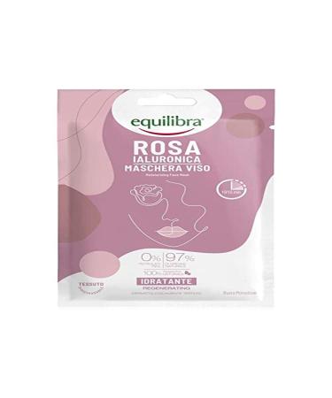 Equilibra Equilibra Face Hyaluronic Rose Moisturising Face Mask 100% Natural Cloth Mask Moisturising Action with Fermented Rose Water Hyaluronic Acid Avocado Oil and Shea Oil Monodose
