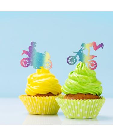 Bejotaa Colour 20Pcs Motorcycle Cupcake Toppers Scooter Cupcake Toppers Motorcycle Happy Birthday Cake Topper for Man s Birthday Party or Boy s Birthday - Buy Online on GoSupps.com