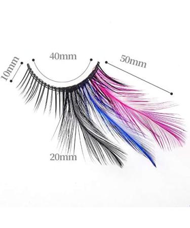 Dorisue Anime Red Blue Feather Eyelashes Purple Rainbow Show False Eyelash Fake Lashes Feather Lashes Makeup Party Halloween Cosplay Stage Eye Lash Cosmetic fake eyelashes (1 Pairs) - Buy Online on GoSupps.com