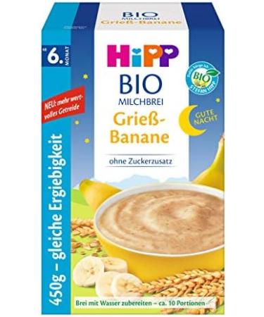 Hipp Bon Nuit Porridge Semolina Banana 450 g Pack of 2 (2 x 450 g) - Buy Online on GoSupps.com