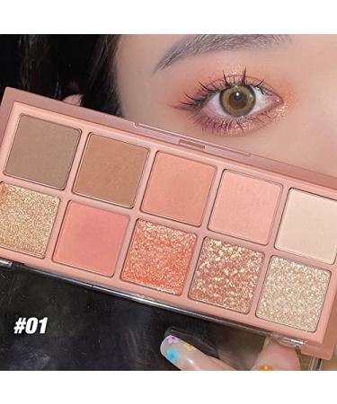 Go Ho 10 Colors Eyeshadow Palette - Matte & Glitter, Korean Makeup, High Pigmented Shades - Waterproof Eyeshadow Palette in Peach Style - Buy Online on GoSupps.com