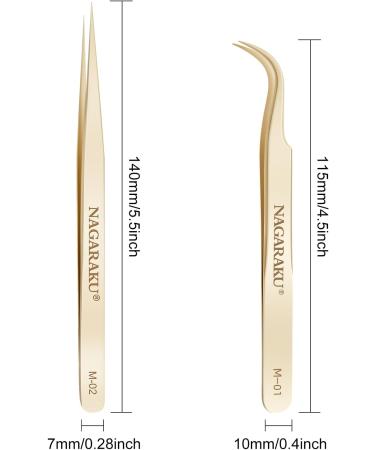Nagaraku Eyelash Sink - Professional Precision Tweezers for Eyelash Extensions | Stainless Steel M-01 & M-02 | Curved & Straight | Volume Eyelash Tools - Buy Online on GoSupps.com