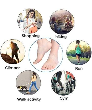Silicone Heel Cushions 2 Pairs of Gel Sleeves & Cups for Plantar Fasciitis Relief | Comfortable Heel Socks for Men & Women - Buy Online on GoSupps.com