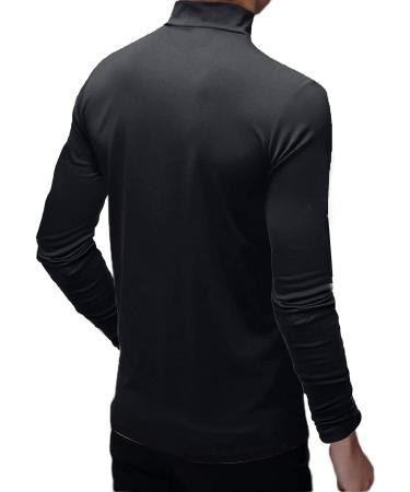 Men's Black Mock Turtleneck Long Sleeve Sweater - Slim Fit Basic Undershirt (Medium) - Buy Online on GoSupps.com