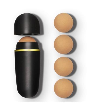 Lazzybeauty Oil Absorbing Volcanic Roller, 5PCS Volcanic Rolling Balls for Face, Volcanic Stone Face Roller, Portable Reusable Oil Control On the Go, Instant Results Remove Excess Shine for Oily Skin Black - Single head