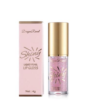Mirror Glitters Lip Gloss Water light Pouting Lips Moisturizing Thin Shimmering Lip Glaze Big Brush Head Crushed Diamonds Tint Finish Long Lasting High Pigment Lipstick (#02 Pink)