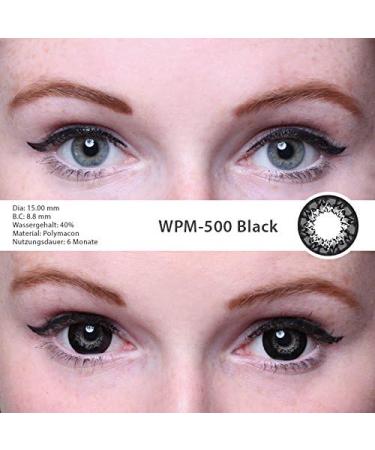 Matlens - Trendy Black Big Eyes Circle Contact Lenses | WPM-500 | Includes Case & 50ml Care Solution | 4.5 Dioptria | International Shipping Available - Buy Online on GoSupps.com