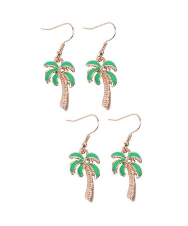Post Earrings for Women 2 Pairs Womens Earrings Delicate Earbob Ear Jewelry Ear Decoration Coconut Tree Miss Fresh Green Ear Dangle Womens Earrings Greenx2pcs 6x6cmx2pcs