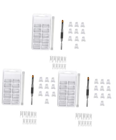 MAGICLULU 3 Sets Nail Set Stainless Salon De Pro Women Nail Extension Set Nail Art Clip Gel Kit for Nails Lengthening Nail Tips Clip Nail Clip Manicure Nail Piece Tool Abs White