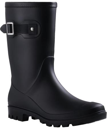 Evshine Women's Mid Calf Rain Boots - Waterproof Garden Shoes - Size 8 (Matte Black) - Buy Online on GoSupps.com