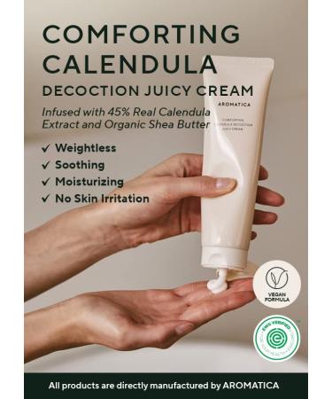 AROMATICA Calendula Juicy Cream - Vegan Moisturizer with 48% Calendula Extract for Soft Hydration | Ideal for Sensitive to Normal Skin Types | For Itchy and Rough Skin - 02 Calendula - Buy Online on GoSupps.com