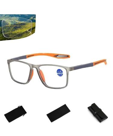 Men's Sports Ultra-Light Anti-Blue Light Presbyopic Glasses High Definition Reading Glasses Anti-Slip Cycling Glasses with Glasses Case Glass Bags Glasses Cloth.(+1.00 orange) +1.00 Orange