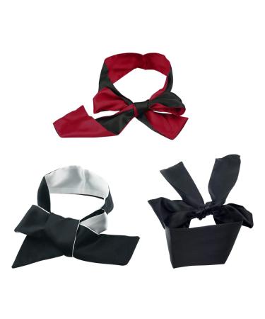 3Pcs Satin Eye Mask Blindfold Blindfolds for Party Games Sleeping Mask Silk Adjustable Blindfolds to Tie Your Eyes 140 cm/ 55 inch (Black red White)