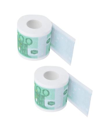 Zerodeko Minature 2 Rolls of Fake Money Funny Toilet Paper Printed Bathroom Tissue Roll Printed Toilet Paper Money Bathroom Set Gag for Adults Miniature