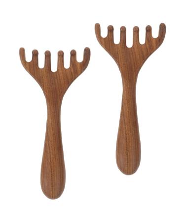 SOIMISS Masseur Cuir en Bois Lot de 2 Peigne Stimulateur Relaxation Visage Apaisant Cuir Outil Gua Sha Massage Oculaire Conception Unique