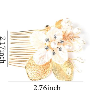 Flower Hair Comb Slides for Women Wedding Hair Clips for Bride Hair Accessories for Bridesmaid Hair Flowers for Girls Gold Leaf Hair Pins for Thick Hair Slides for Weddings Pearl Bridal Hair Pieces - Buy Online on GoSupps.com