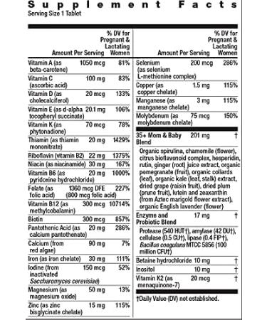Rainbow Light 35+ Mom & Baby Multivitamin - Daily Pre & Postnatal Support with Folate, Choline & B Vitamins | 60 Vegetarian Tablets - Buy Online on GoSupps.com