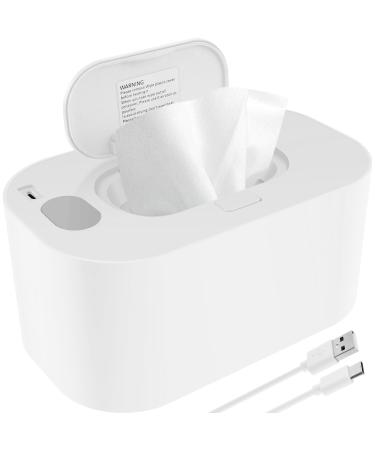 Newborn Wipe Warmer Thermostat Baby Wipe Warmer and Wet Wipes Dispenser Portable Baby Wipes Dispenser Warmer Prevent Dry USB Baby Wipe Warmer for Car Home Baby Nursery (White Ordinary style)