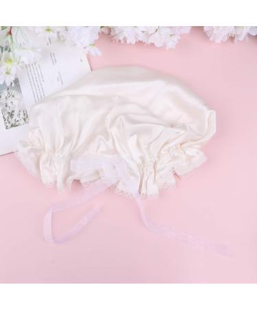 LEORX Satin Sleep Cap with Lace Detail - Soft Silk Night Bonnet for Women (White) - Buy Online on GoSupps.com