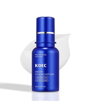 Beautivana KOEC One Day Exosome Shot 2000 Facial Serum Lightweight Hydrating Formula for All Skin Types 30ml/1.01 fl oz Glass Bottle