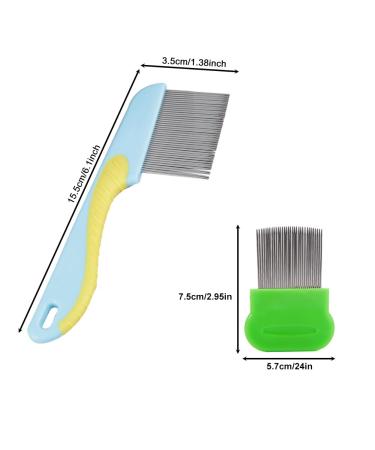 Stainless Steel Lice Comb Set - 2 Pack for Lice Fleas & Dandruff Removal | Durable Nissen Ridge & Lice Bams | Yellow Blue & Green - Buy Online on GoSupps.com