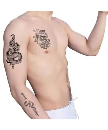 Snake Temporary Tattoo 6 Sheets - Tribal Serpent Mamba Black Roses Spider Web Sword - Party Favors Body Art for Men & Women - Halloween - Buy Online on GoSupps.com